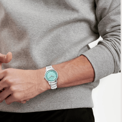 Aureline Mint Roman Dial Watch Stainless Steel Elegant Timepiece for Everyday Style